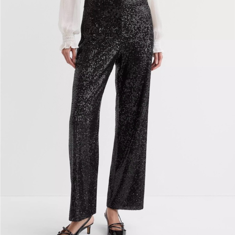 LOFT Black Sequin Trousers